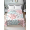 thumbnail image 4 of Red Blue Coral Coastal Flat Sheets Only King Size, Soft Breathable Bed Top Sheets for Mattress, Summer Beach Seaside Nautical Luxury Bedding Flat Sheets for Home Hotel Bedroom Bed Protection, 4 of 9