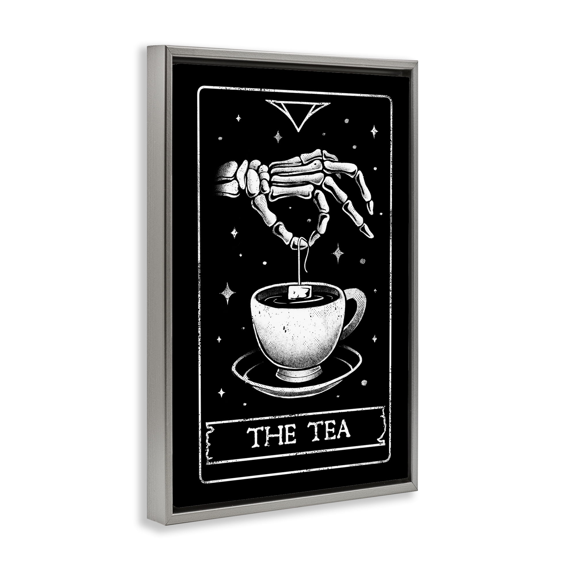 Stupell Industries The Tea Skeleton Tarot Gray Framed Floater Canvas Wall Art, design by EduEly Designs