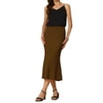 thumbnail image 4 of INSPIRE CHIC Women's Texture Stretchy Bodycon Mermaid Skirt Elastic High Waist Maxi Skirts L Brown, 4 of 6
