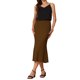 thumbnail image 4 of Falda de sirena ajustada de textura elástica para mujer INSPIRE CHIC, falda maxi de cintura alta XL color marrón, 4 of 6