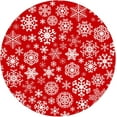 thumbnail image 3 of Christmas Fitted Round Table Cloth, White Snowflakes on Red Background Stain Resistant Elastic Stretch Table Cover for Outdoor/Indoor Dinner, Picnic, Use, Fits Round Tables up to 44" Diameter, 3 of 6