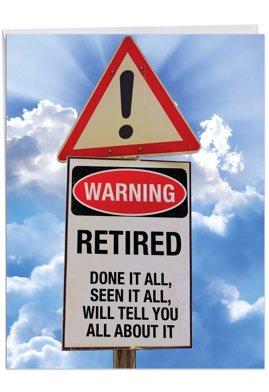 NobleWorks, Retired Warning Sign Happy Retirement Card with Envelope