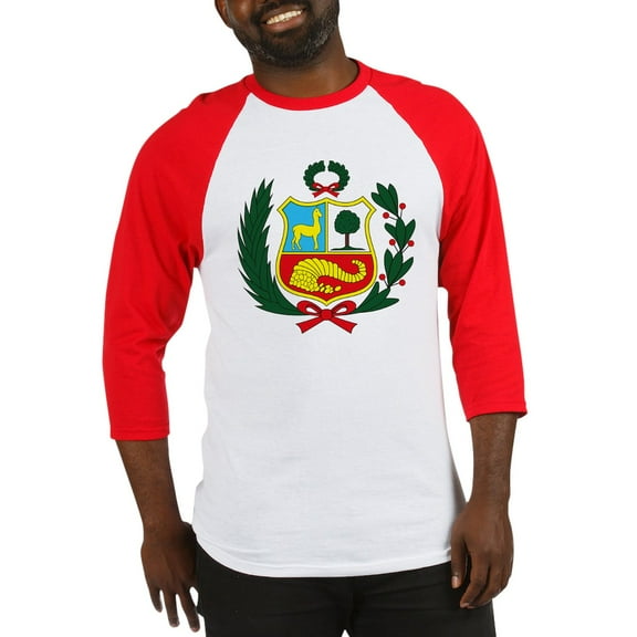 CafePress - Peru Coat Of Arms Baseball Jersey - Cotton Baseball Jersey, 3/4 Raglan Sleeve Shirt