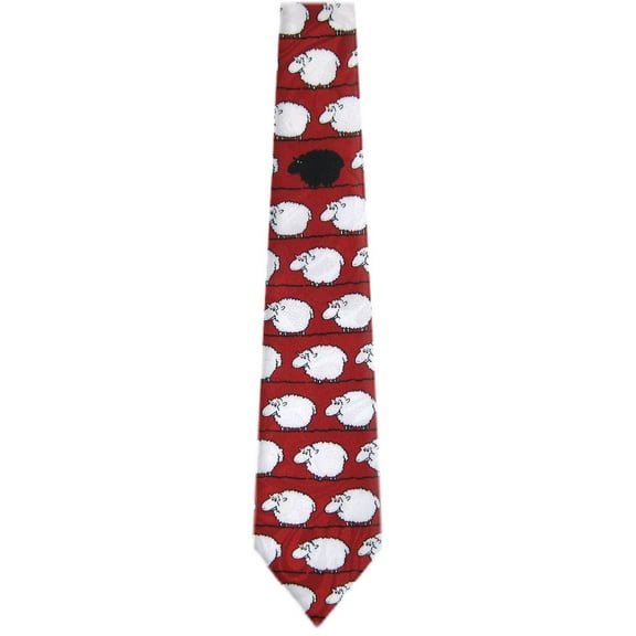 BuyYourTies - Mens Novelty Sheep Necktie - Red White