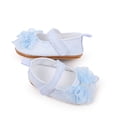 thumbnail image 3 of Baby Girls Mary Jane Flat Shoes with Lace Bowknot Soft Sole Walking Shoes Breathable Canvas Shoes Sky Blue 4 Infant, 3 of 6