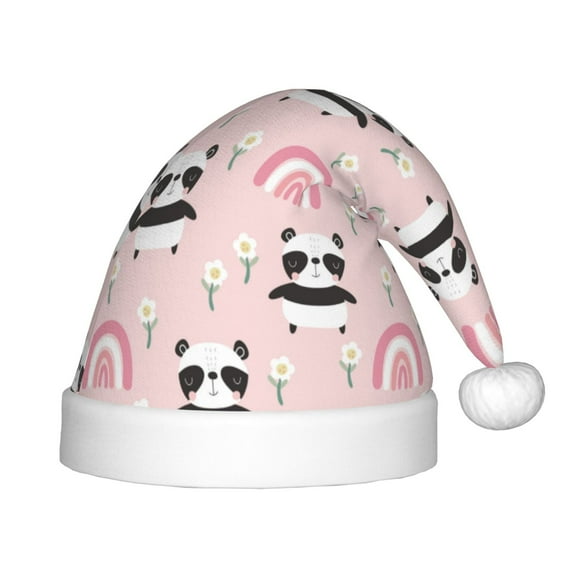 Rateoe Cute Cartoon Panda Santa Hat Confortable Christmas Hat for Christmas Party Favors Fit for Kids