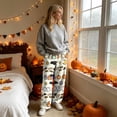 thumbnail image 4 of QWKLEAJ Halloween Pajama Pants Women Loose Fit Lounge Pants Pumpkin Cat Print Sleepwear Elastic Waist Casual Home Trousers Party Bottoms Long Pyjamas Comfy Loungewear Holiday Themed Nightwear, 4 of 6