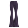 thumbnail image 4 of RUTAYY Women's Flare Pants Elastic High Waist Stretch Knit Slim Fit Versatile Casual Trousers, Purple, 4 of 5