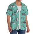 thumbnail image 3 of Lafuoo Great White Shark Pattern Men's Cuban Collar Short Sleeve Shirt, Button-Down Resort Beach Pocket Shirt-Large, 3 of 7