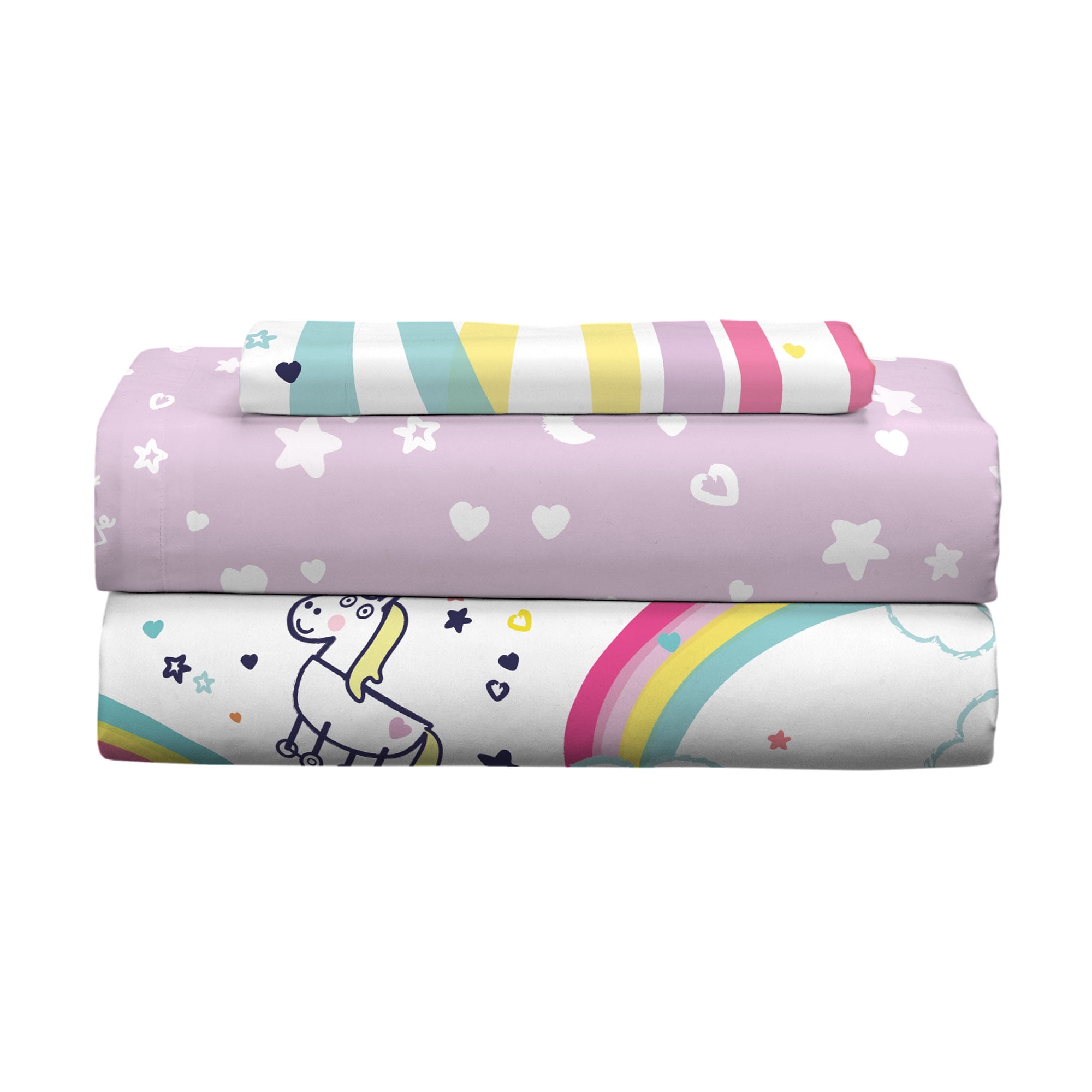 Peppa Pig Kids Twin Sheet Set, Pink and White