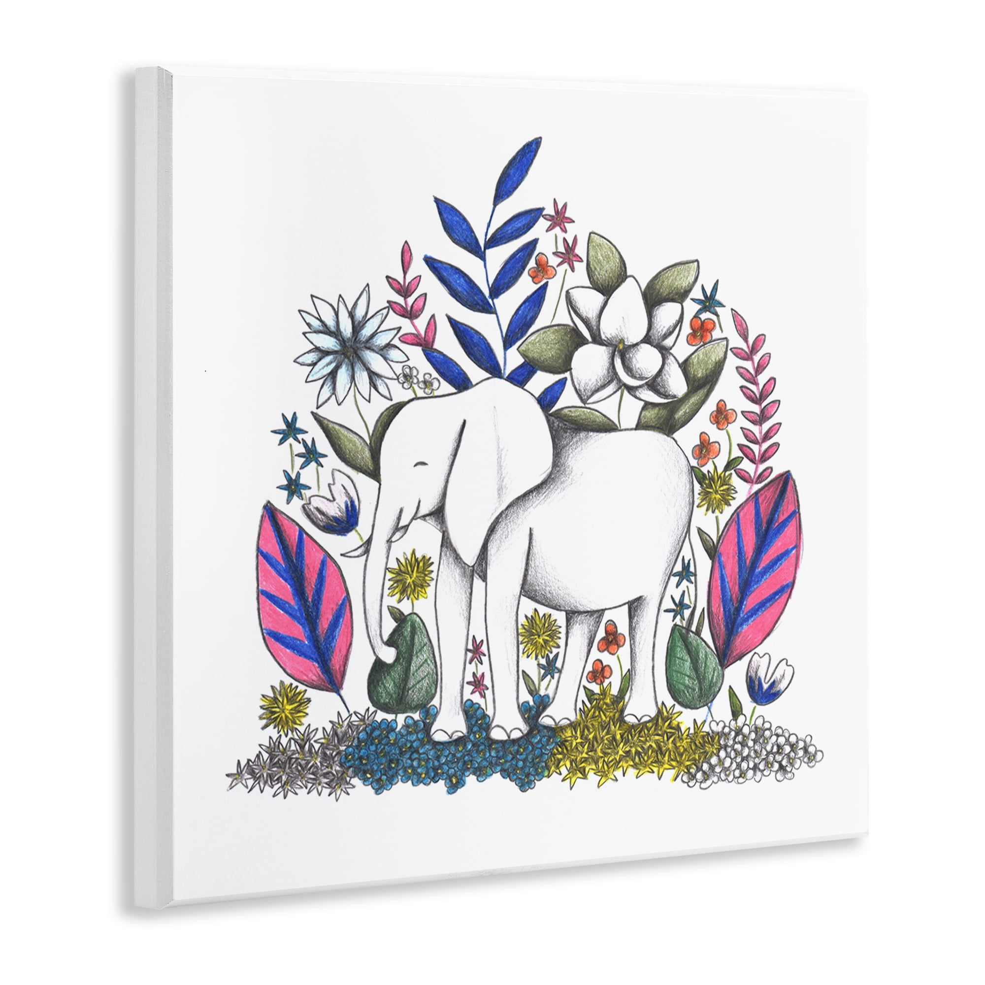 Elephant in Midst of Flowers Wall Plaque Art, design by Cecilia Battaini