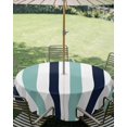 thumbnail image 2 of Outdoor Tablecloth with Umbrella Hole, Turquoise Navy Blue Striped Spillproof Waterproof Outdoor Table Cover, Farmhouse Stripe Art Patio Tablecloths for Party/Garden/Picnic, Round 54 inch, 2 of 9