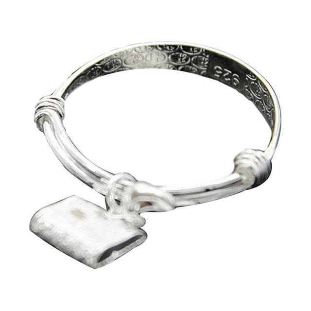 Bracelet Embossing Design Adjustable Jewelry Bell Pendant Baby Bangle for Toddler