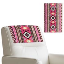 COEQINE Chair Headrest Cover Washable Faux Leather Headrest Cover for Recliners Non-Slip Furniture Protector with Hook and Loop Fasteners for Pets, 17x27 Inch, Southwest American Tribal Pink Brown