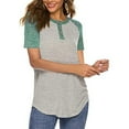 thumbnail image 5 of JGGSPWM Button Up Henley Shirts Womens Color Block Blouse V Neck Short Sleeve Tops Baseball Tshirts Color Block Tees Raglan Sleeve Tunic Sales Green M, 5 of 9