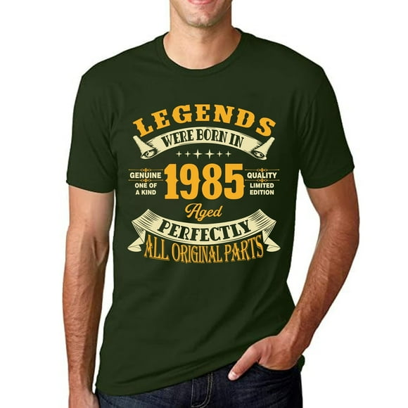 LUOGENLI Male T-shirts for Mens 40Th Birthday Men Vintage 1985 T Shirts for Men 1985 Graphic Tee Tops Dad Fathers Day Shirt Tee T-shirts Mens White Easter Army Green XL