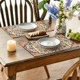 thumbnail image 4 of Boho Placemats Set of 4, Daily Orange Teal Flowes Bohemia Table Mats for Home Party Dining Decoration 12x18 Inch, 4 of 11