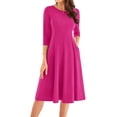 thumbnail image 1 of Vestido midi GRACE KARIN Casual, línea A, manga 3/4, algodón, rojo, 1 of 6