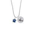 thumbnail image 2 of Delight Jewelry Silvertone Small Royal Blue Paw Silvertone Script Initial Disc - K - Charm Necklace, 20"+3", 2 of 4