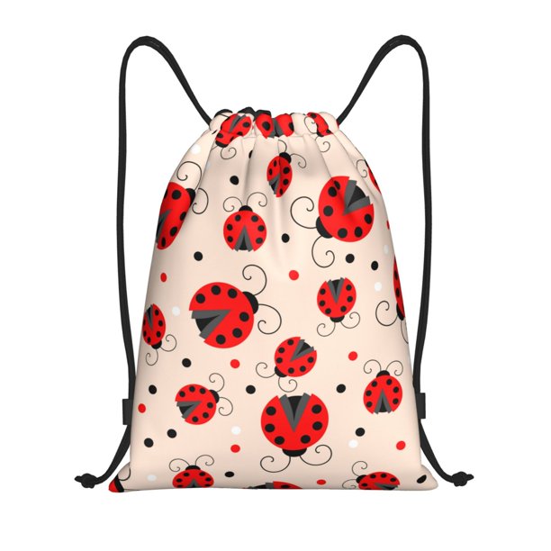 Fotbe Red Ladybug Bolsa Mochila con Cordón Estampada, Bolsa de Gimnasio Deportiva, Bolsa Cinch, Bolsa con Cordón para Hombres y Mujeres-Medium