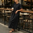 thumbnail image 6 of ClodeEU Women's Crew Neck Short Sleeve Maxi Dress with Pockets,Casual Loose Summer Vacation Dress Black,Women's Plus XL, 6 of 7