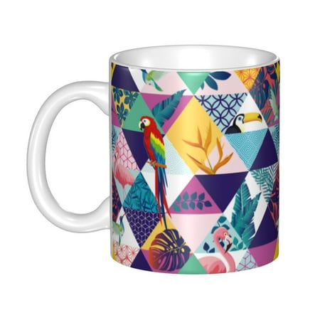 

Ceramic Mug Funny Coffee Milk Tea Mug Cup Parrots Toucans Hummingbirds Cup