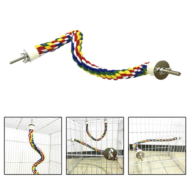 Braided Swivel Cotton Rope Bird Cage Toy Swing Rope Spiral Rope Toy Accessories 40cm