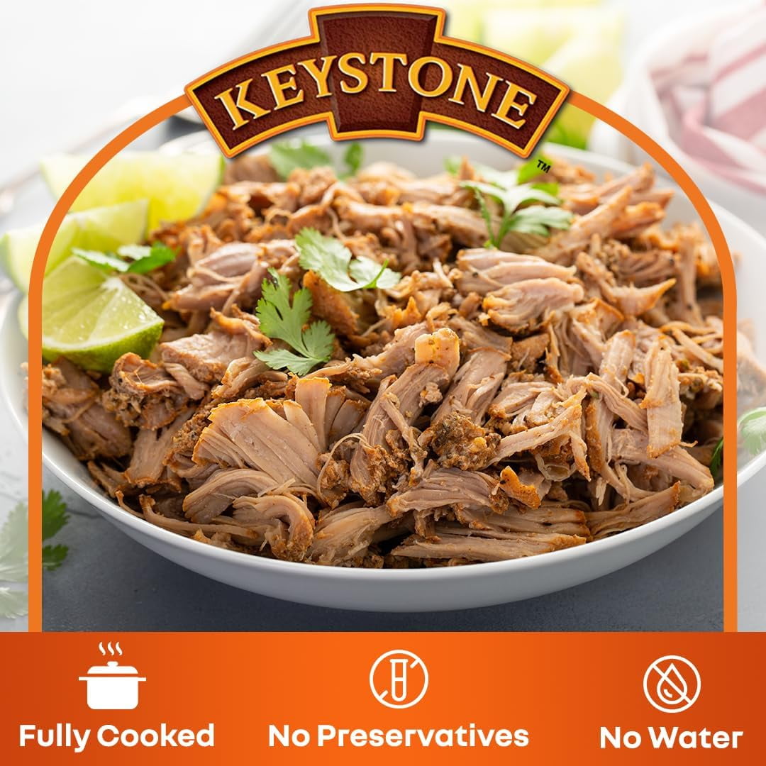 Keystone All Natural Canned Pork, 14.5 oz (12 Pack)– Fully Cooked, Ready to Eat, Gluten Free Survival Food | Emergency Prepper Pantry Staple | Long-Term Storage Meat for Camping, Hiking & Backpacking