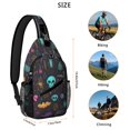 thumbnail image 5 of Sling Backpack,Mystical Halloween Pattern Sling Bag with Water Bottle Holder,Waterproof Sling Bag for Men/Women with Headphone Jack for Hiking,Travel, 5 of 6