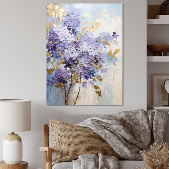 Designart "Dreams Of Pastel Lilacs In Purple And Gold" Lilacs Canvas Prints