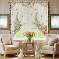 thumbnail image 5 of Easter Swag Valance Curtains Easter Gnomes Rabbits Tulip Flower Plants Retro Linen Rod Pocket Swag Curtains Small Window Treatments for Kitchen Bathroom Bedroom 28" W x 36" L, 2 Panels, 5 of 9