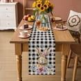 thumbnail image 2 of Bunny Easter Table Runner - 120 Inch Long Black Plaid Spring Floral Pastoral Retro Art Cotton and Linen Blended Dress Scarves Farmhouse Table Runner for Kitchen Dining, Coffee Table, 13" x 120", 2 of 8
