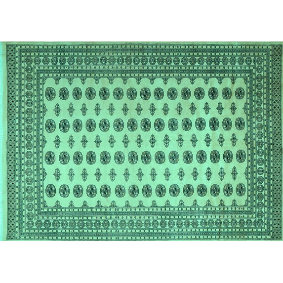 Ahgly Company Machine Washable Indoor Rectangle Persian Turquoise Blue Traditional Area Rugs, 7' x 10'
