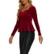 thumbnail image 4 of BLUSA ELEGANTE DE VELVET CUELLO CORAZÓN MANGA LARGA PEPLUM S ROJO, 4 of 6