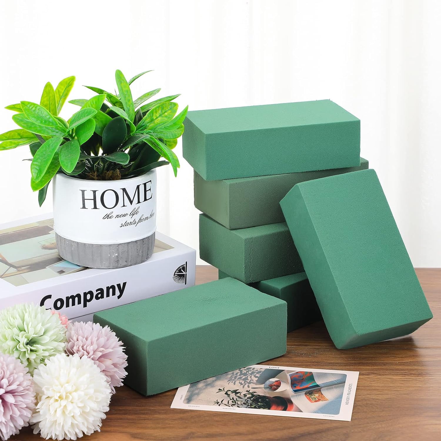 30 Pcs Floral Flower Foam Blocks Green Wet & Dry Plant Foam Brick for Fresh & Artificial Flower Arrangement Florist Supplies for DIY Arts Crafts Weddings Decorations(9 x 4 x 3 Inch)