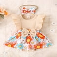 thumbnail image 2 of Bébé Filles Robe Romper Mouche Manches Floral Romper + Bandeau Noeud, 2 of 9