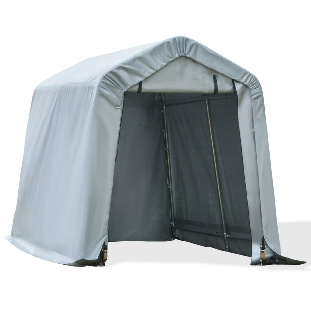 Outsunny 8'x6' Outdoor Storage Shelter with Rollup & Zipper Door, Heavy