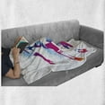 thumbnail image 6 of Teen Room Soft Flannel Fleece Blanket, Soccer Proffesional Player Kicks Ball Watercolor Style Spray Championship Image, Cozy Plush for Indoor and Outdoor Use, 70" x 90", Multicolor, by Ambesonne, 6 of 6