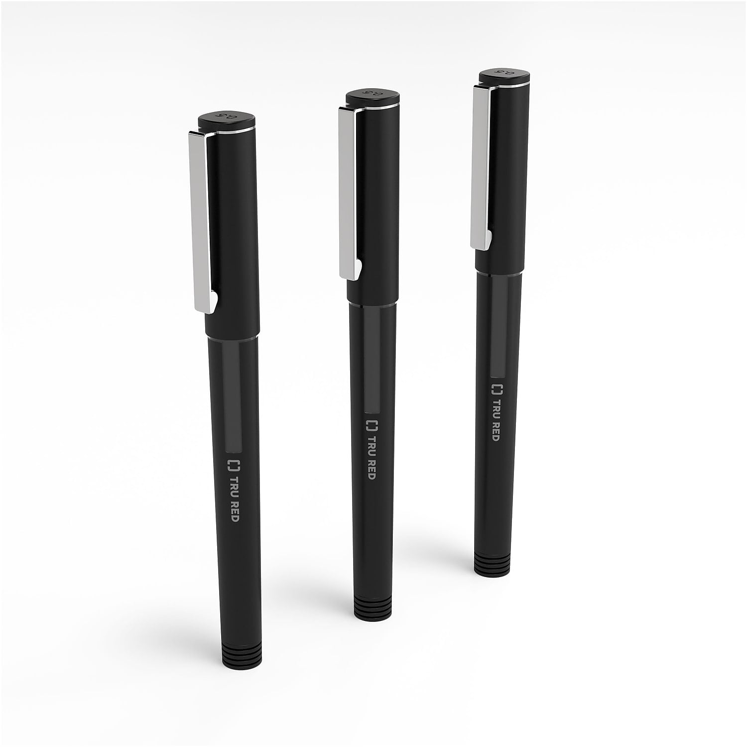 TRU RED Rollerball Pens Fine Point Black 3/Pack (TR57318)