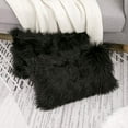 thumbnail image 6 of Set of 2 Black Decorative Fluffy Pillow Covers New Luxury Series Merino Style Faux Fur Throw Pillow Covers Square Fuzzy Cushion Case 18x18 Inch, 6 of 7