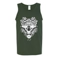 thumbnail image 2 of Drawn Tribal Wolf Animal Lover Mens Graphic Tank Top, Forest Green, Large, 2 of 3