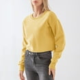 thumbnail image 4 of Baberdicy Sweatshirt for Women, Women Cropped Sweatshirt Long Sleeves Pullover Fleece Crop Tops Pullover Sweaters for Women Yellow, 4 of 8