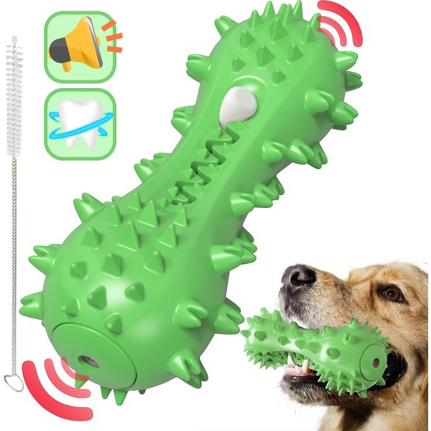 Cepillo de dientes para perros, juguete para masticar para perros, palo de limpieza de dientes de goma resistente a las mordeduras para perros pequeños y medianos (verde)