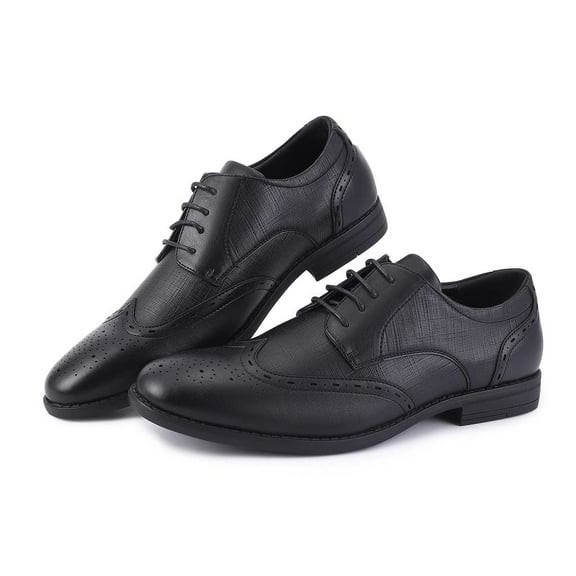 HA-EMORE Men's Dress Leather Shoes, Leather Stylish Lace-up Wingtip Brogues, Mens Oxford Shoes, Business Formal Lightweight Pointed Toe