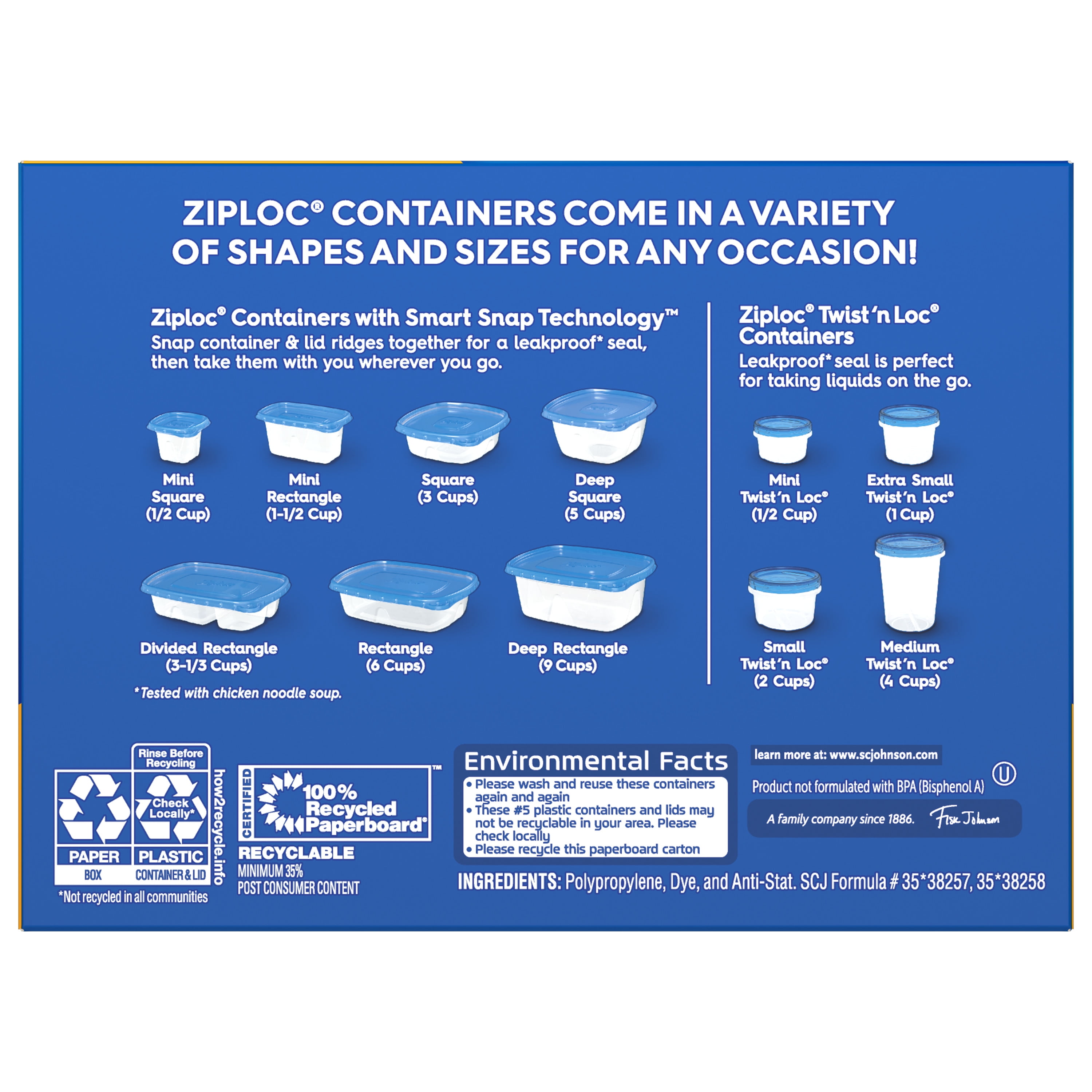 Ziploc Container Large Rectangle 9 Cup Containers 4ct