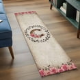 thumbnail image 3 of Runner Rug 2'x6', Pink Roses Washable Non-Slip Hallway Runner Rugs, Spring Horseshoes Floral Leaves Vintage Bedside Rugs Floor Mats Carpet Runners for Kitchen Bathroom Laundry Room, 3 of 8