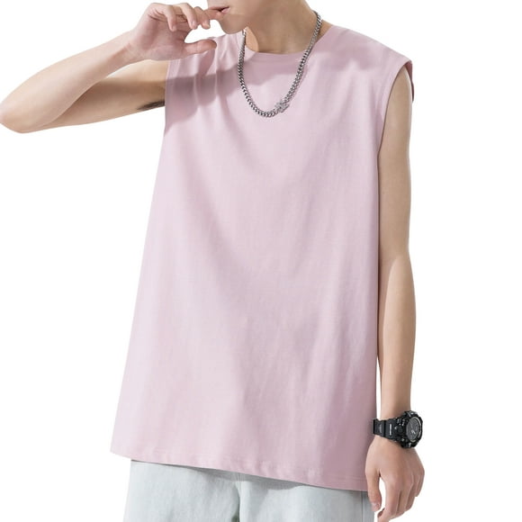 Men Tank Tops Sleeveless T-shirts O Neck Cotton Vests Plus Size Tees