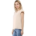 thumbnail image 3 of INSPIRE CHIC Women's Solid Blouse V Neck Ruffle Cap Sleeve Lightweight Work Blouse XS Beige, 3 of 8