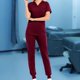 thumbnail image 2 of Conjunto de uniformes de enfermería, ropa de trabajo, pantalón con cordón, trajes de trabajo de enfermería informales, cómodos y sencillos para Rojo XXL Yinane Uniforme de enfermera, 2 of 8