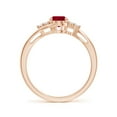 thumbnail image 2 of ANGARA Natural Oval 1 ct Ruby Bypass Ring with Trio Diamond Accents in 14K Rose Gold for Women (Size-7x5mm) | July Birthstone Jewelry for Her, 2 of 9